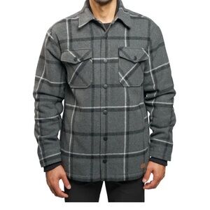 Jachs Men’s Shirt Jacket New york Wool Blend Sherpa Lined Flannel Black